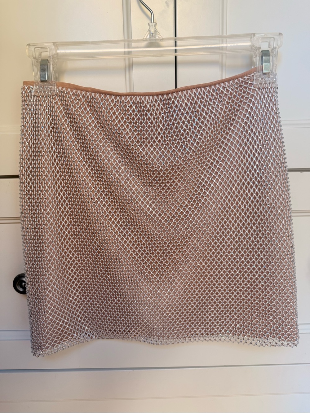 Alice + Olivia Blush Pink Mini Skirt with White Mesh Overlay